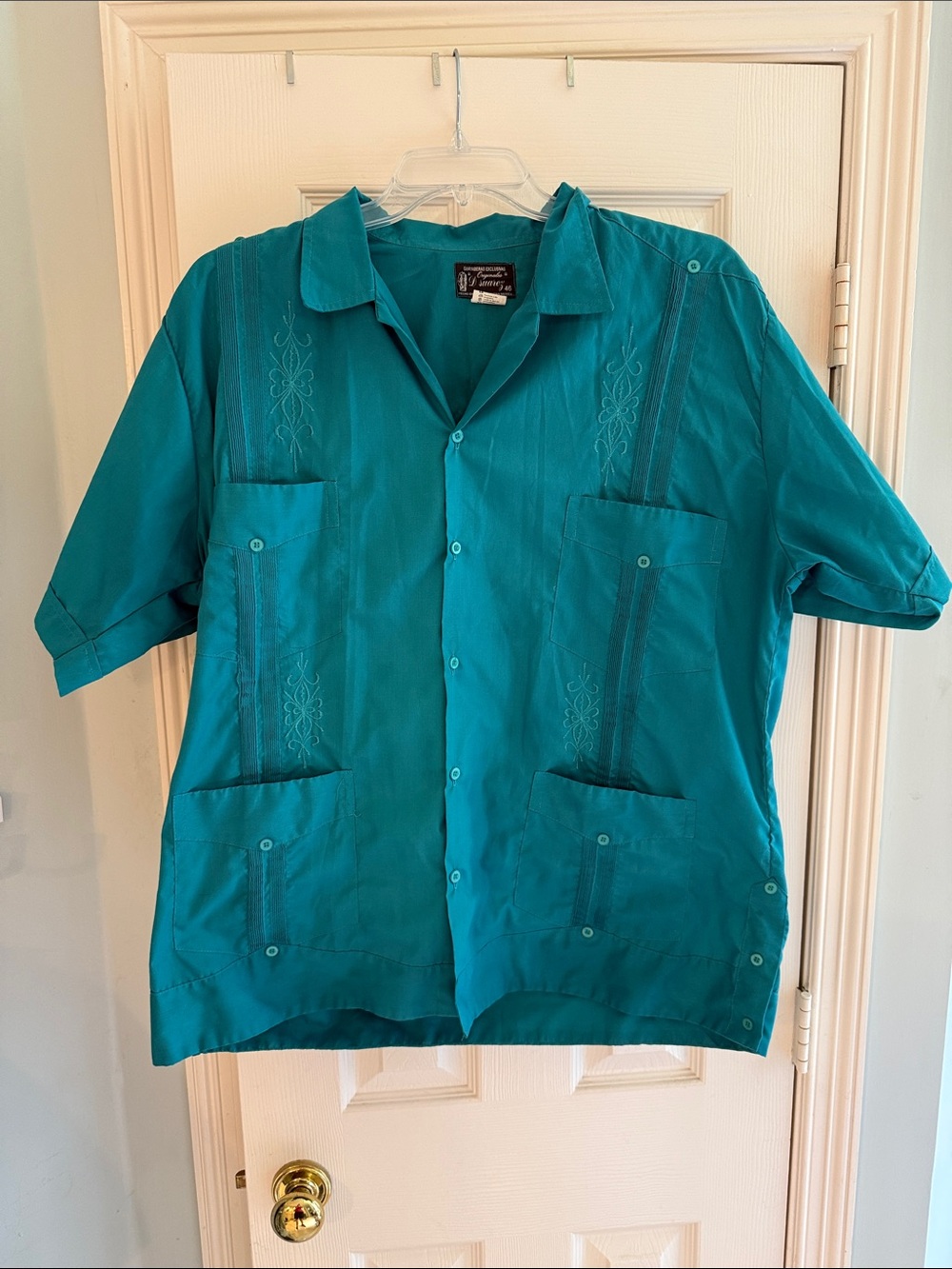 Suarez Teal Short-Sleeve Cuban Shirt Jacket